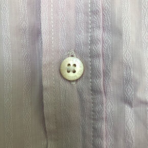 Ted Baker Short Light Pink Button Down Ikat Stripes 100% Cotton 4 US 12 - Picture 7 of 9